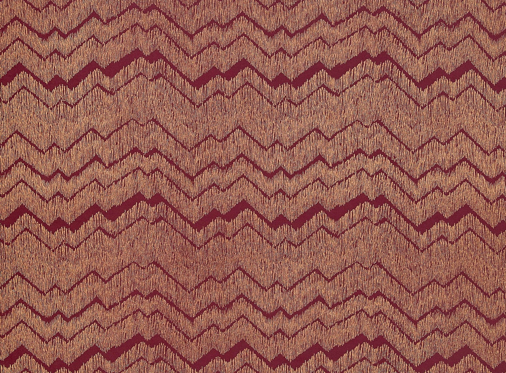 LE GARNET/GOLD | 20457-6727 - HERRINGBONE ZIG ZAG FOIL ON SLINKY - Zelouf Fabrics