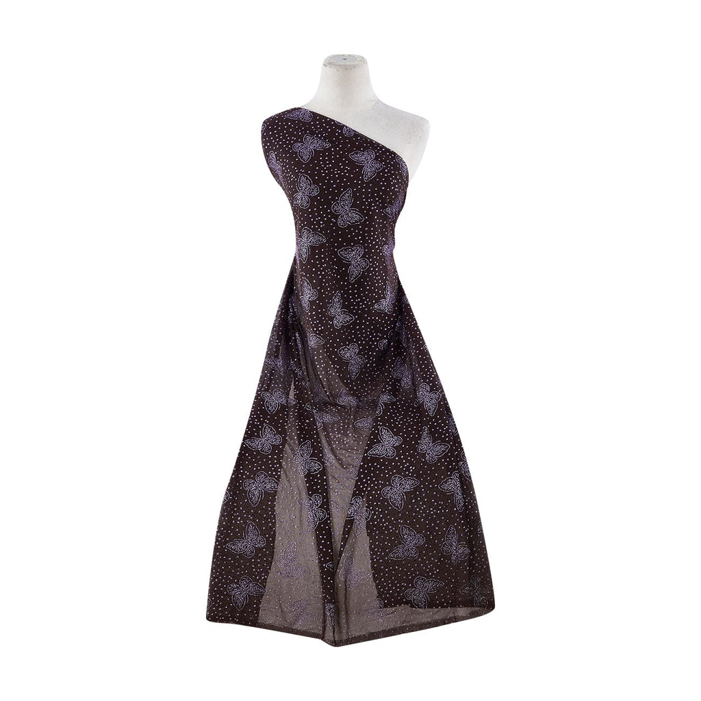 LE BROWN/LILAC | 20492-631 - BUTTERFLY GLITTER ON MJC - Zelouf Fabrics