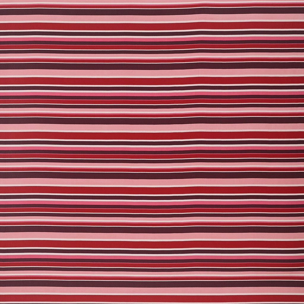 PRINTED STRIPE GEORGETTE | 204 RED/WINE STRIPE - Zelouf Fabrics
