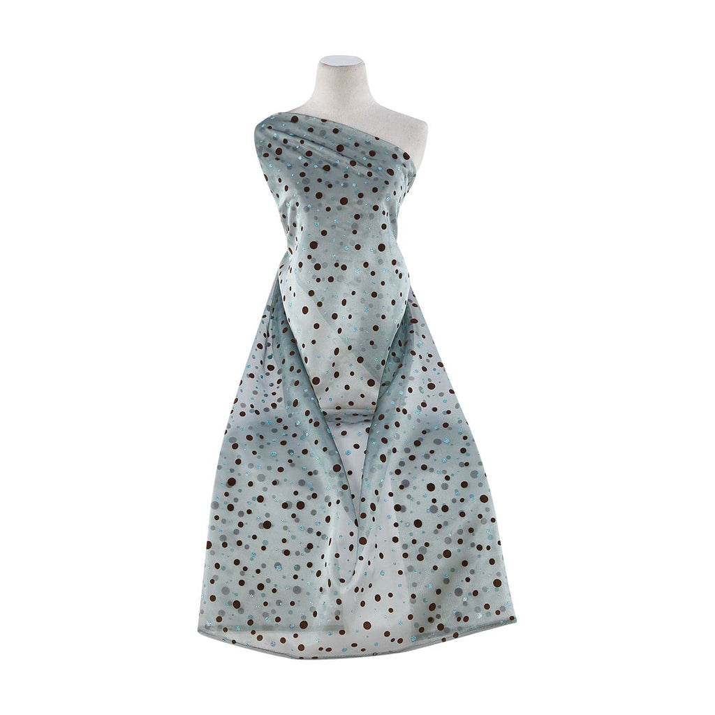SAGE/BROWN | 20582-922 - IRIDESCENT ORGANZA BROWN FLOCK DOT GLITTER DOT 2X - Zelouf Fabrics