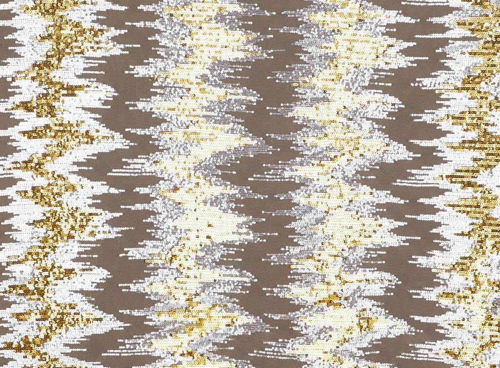CHAMP/GLD/SIL | 20632-1060 - 2 SIZE SEQUINS ON TULLE - Zelouf Fabrics