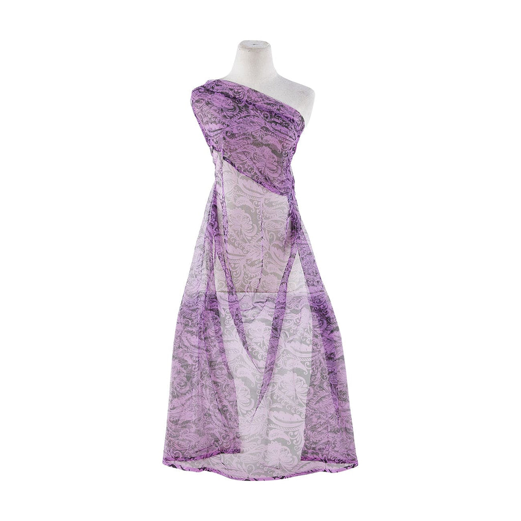 LAVENDER/BLK | 20678-1060 - HENNA PRINT ON TULLE - Zelouf Fabrics