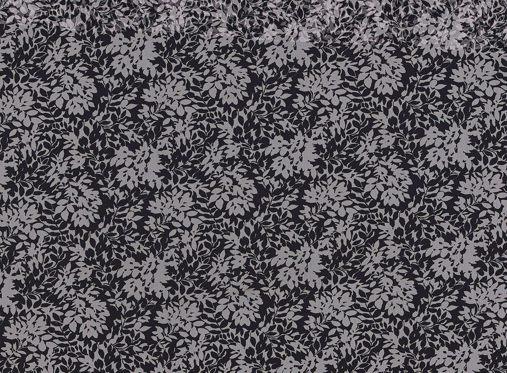 PINK/BLACK | 20682-1060 - LEAF PRINT ON TULLE - Zelouf Fabrics