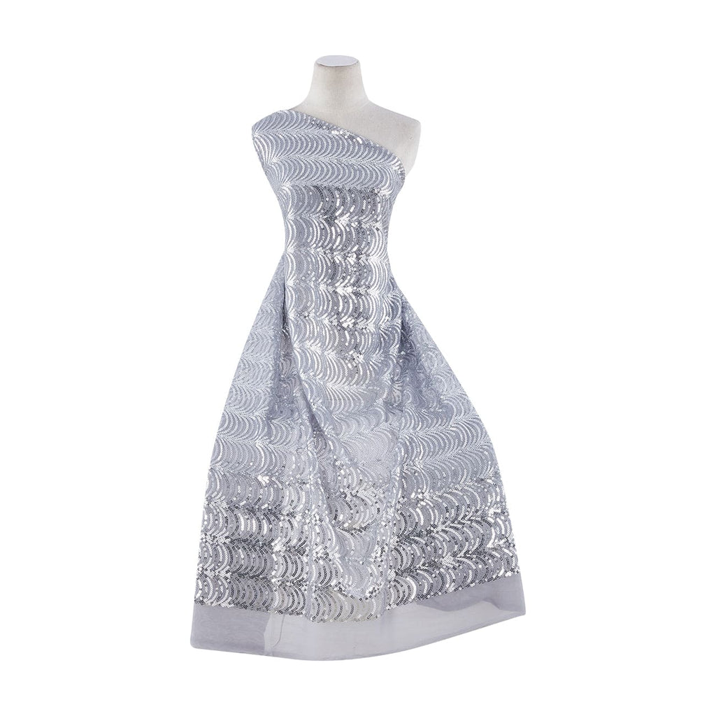 SILVER LADY | 20712-1060 - TULLE W/SEQUINS IN CURVE DESIGN - Zelouf Fabrics