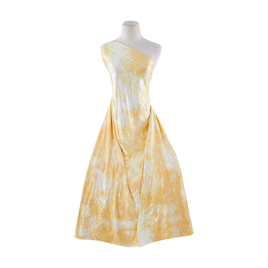 CRUSHED TIE-DYED VENECIA WITH FOIL  | 20759 LEMON/SILVER - Zelouf Fabrics