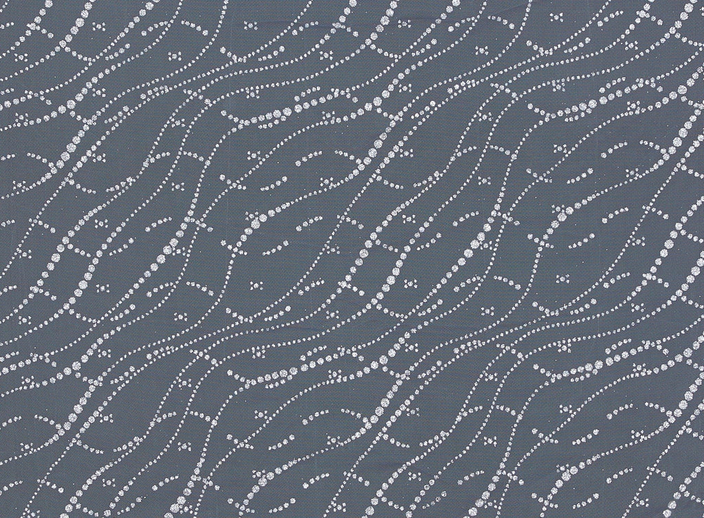 SILVER | 20788-1060 - PEARL STRINGS GLITTER W/ SPANGLE ON TULLE - Zelouf Fabrics