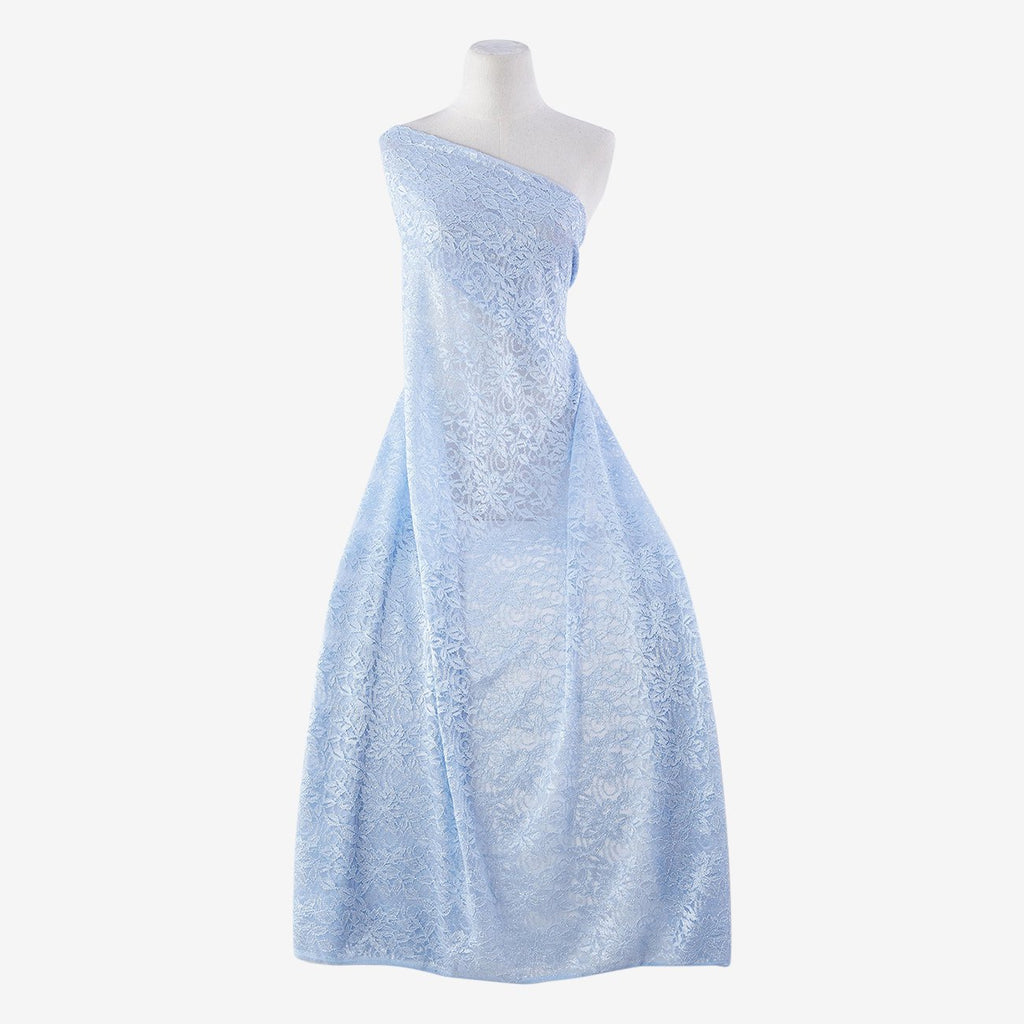 PERI WHISPER/SIL | 20809-ROLLERGLT-BLUE SILVER - CORD VENICE STRETCH LACE WITH ROLLER GLITTER - Zelouf Fabric