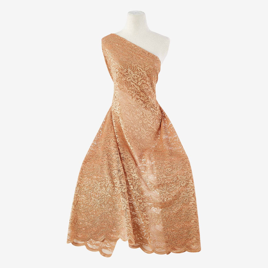 CARAMEL OBSESSION | 20809SC-RLRGLT - CORD VENICE STRETCH LACE WITH ROLLER GLITTER - Zelouf Fabrics