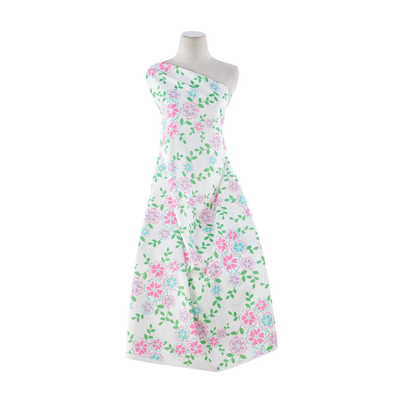 FLOWERS AND HEARTS PRINT ON SHANTUNG [EN CAD]  | 20853-6418