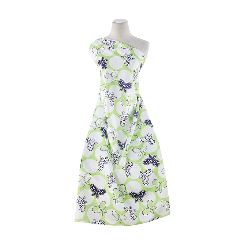BUTTERFLY AND DOTS PRINT ON SHANTUNG [EN CAD]  | 20854-6418