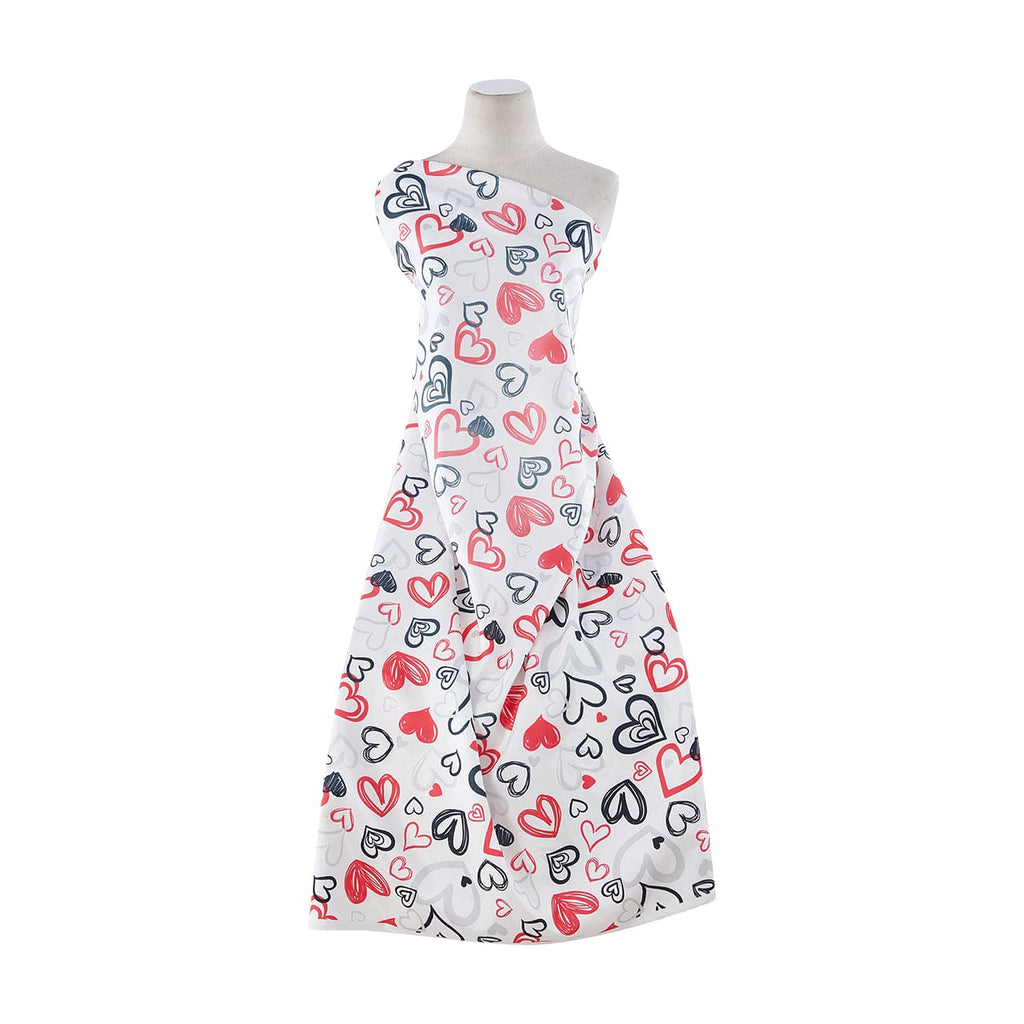 RED/BLACK | 20855-6418 - SKETCH HEARTS PRINT ON SHANTUNG [EN CAD PRINTING] - Zelouf Fabrics