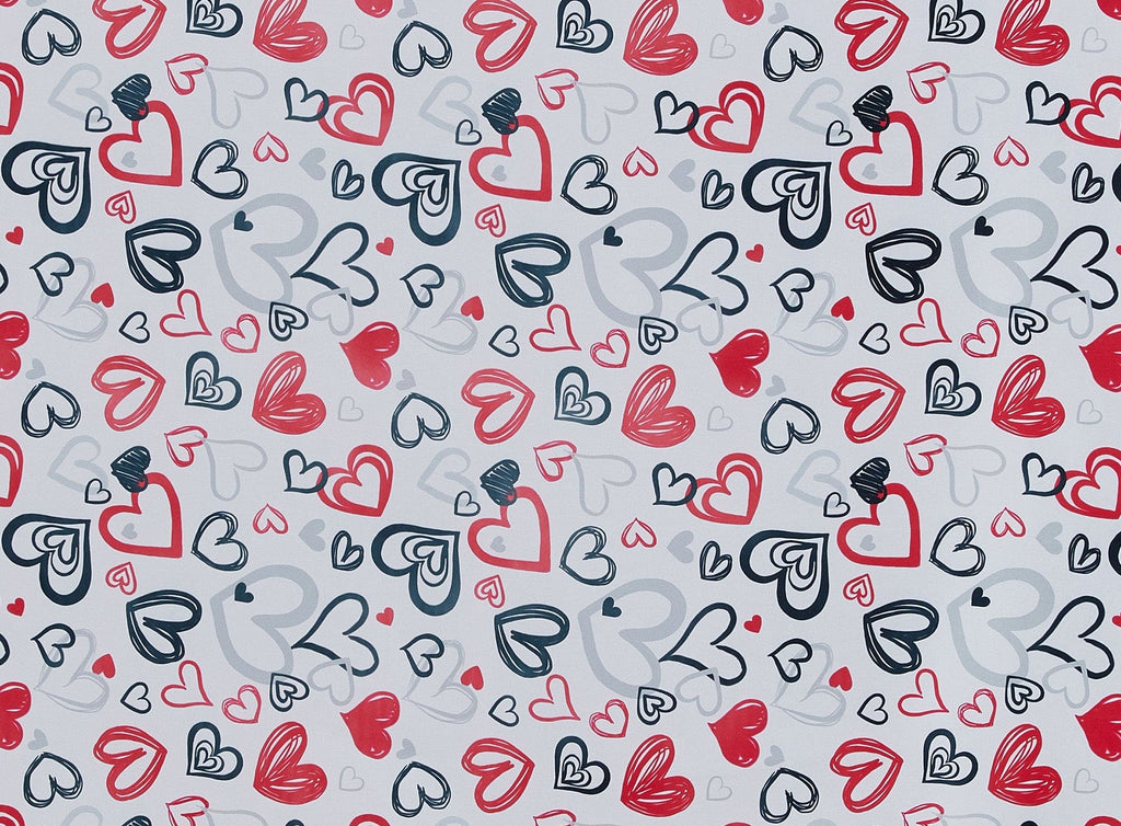 RED/BLACK | 20855-6418 - SKETCH HEARTS PRINT ON SHANTUNG [EN CAD PRINTING] - Zelouf Fabrics