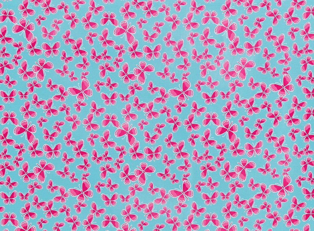 MINT/PINK | 20857-6418 - HAPPY BUTTERFLY ON SHANTUNG [EN CAD PRINTING] - Zelouf Fabrics