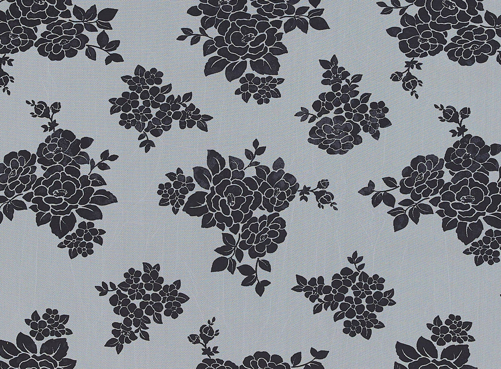 WHITE/BLACK | 20879-1060 - ROSE BANQUET PRINT ON TULLE - Zelouf Fabrics