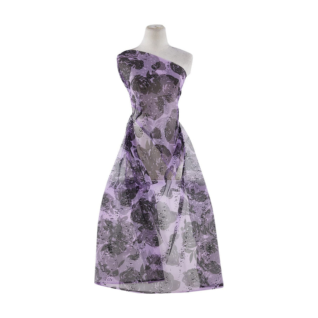 ROSE BLOOM PRINT ON TULLE W/ TRANS  | 20880-1060TRANS LAVENDER MARBLE - Zelouf Fabrics