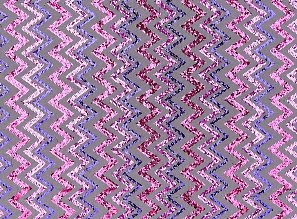 BLK/FUCH/PURPLE | 20890-1060 - VARIGATED ZIG ZAG SEQUINS ON TULLE - Zelouf Fabrics