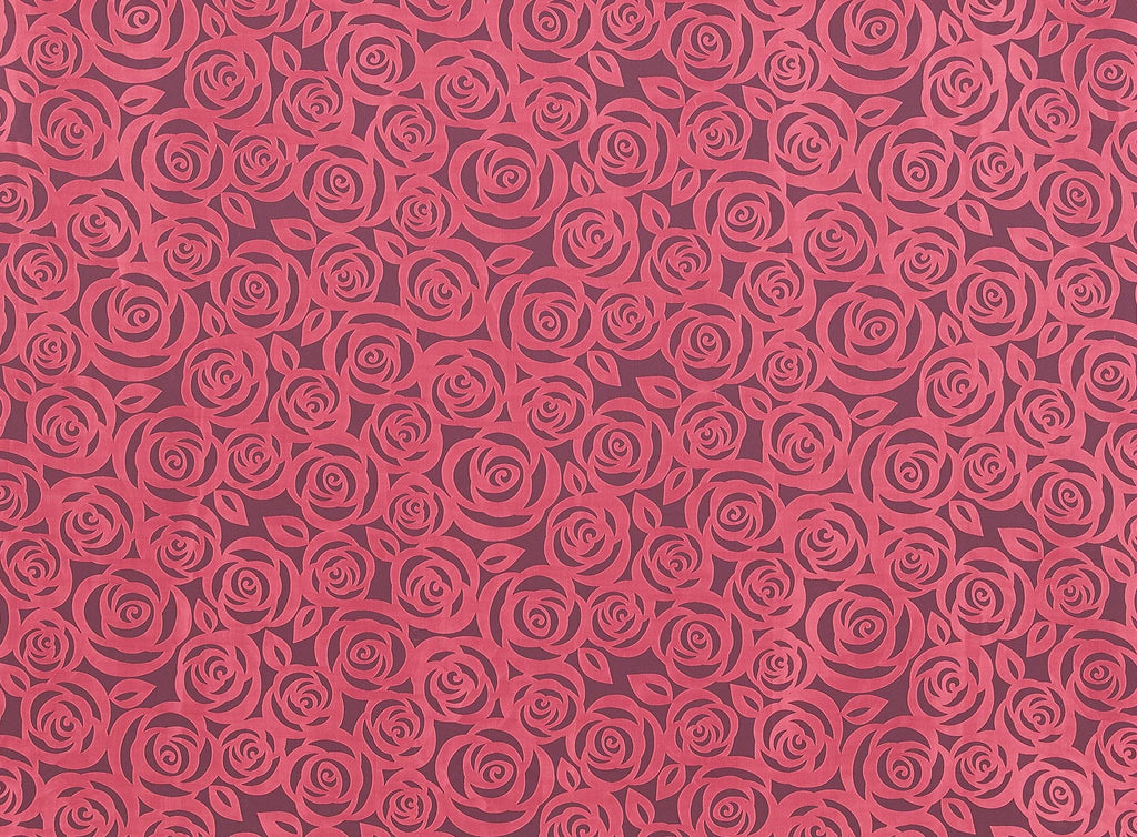 CORAL PUNCH | 20896 - ROSE BOQUET ON ORGANZA BURNOUT - Zelouf Fabrics