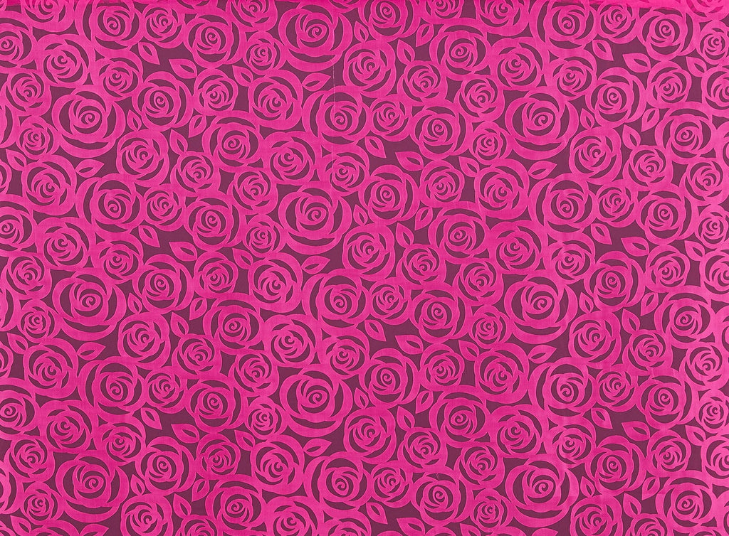 FUCHSIA PUNCH | 20896 - ROSE BOQUET ON ORGANZA BURNOUT - Zelouf Fabrics
