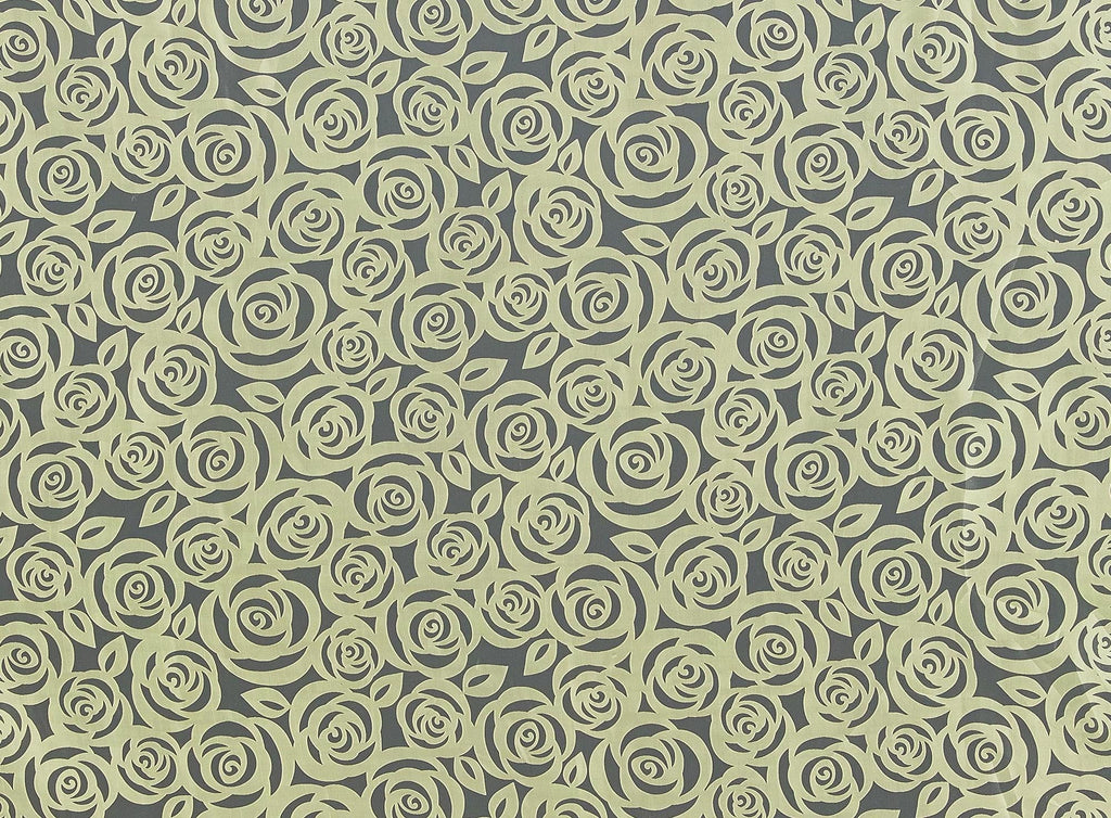 YELLOW PUNCH | 20896 - ROSE BOQUET ON ORGANZA BURNOUT - Zelouf Fabrics