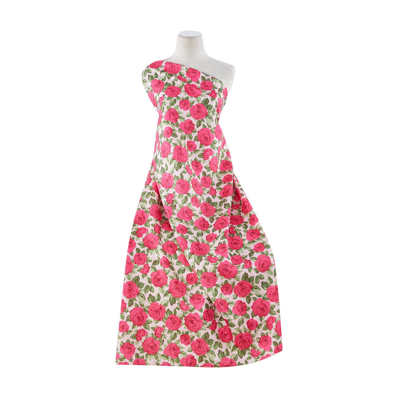 LARGE ROSE PRINT ON SHANTUNG SATIN  | 20938-6418