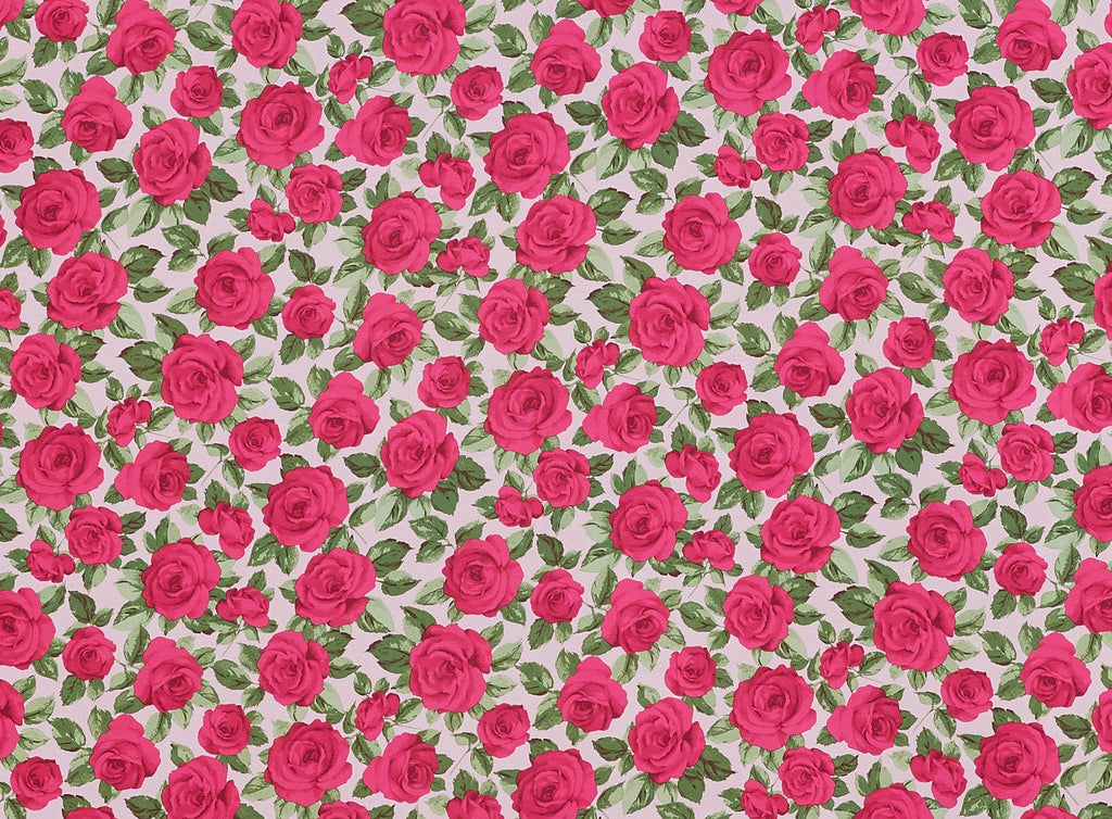 LARGE ROSE PRINT ON SHANTUNG SATIN  | 20938-6418  - Zelouf Fabrics