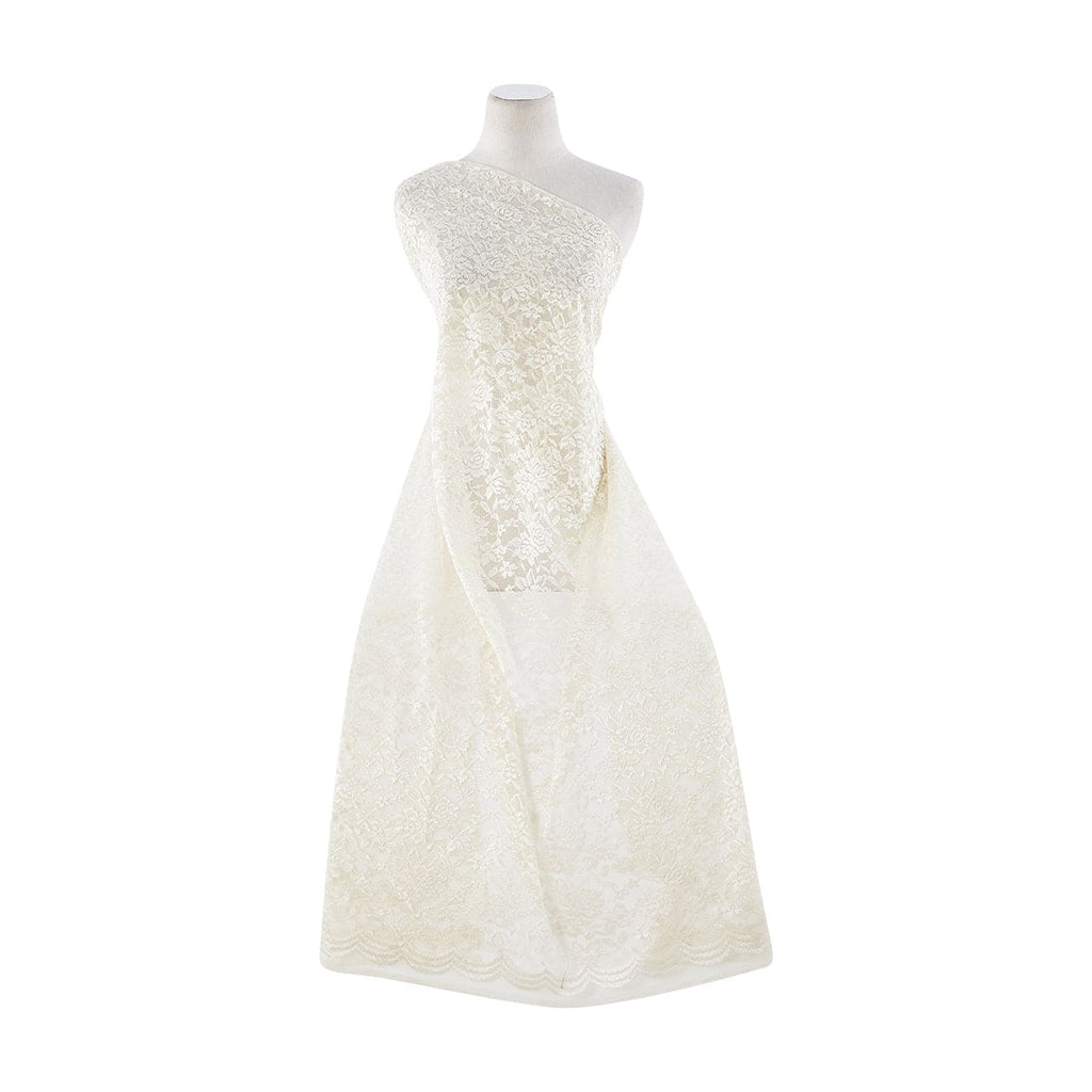 PEARL IVORY | 20959 - SOLID ROSE JACQUARD LACE - Zelouf Fabrics