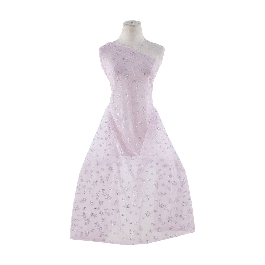 LILAC MIST/SIL | 20966-1060 - STAR GLITTER ON TULLE 1X - Zelouf Fabrics