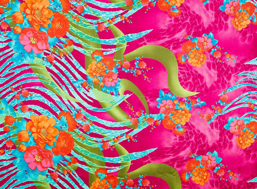 CRAZY ROSE PRINT ON CHARMEUSE  | 20968-404  - Zelouf Fabrics