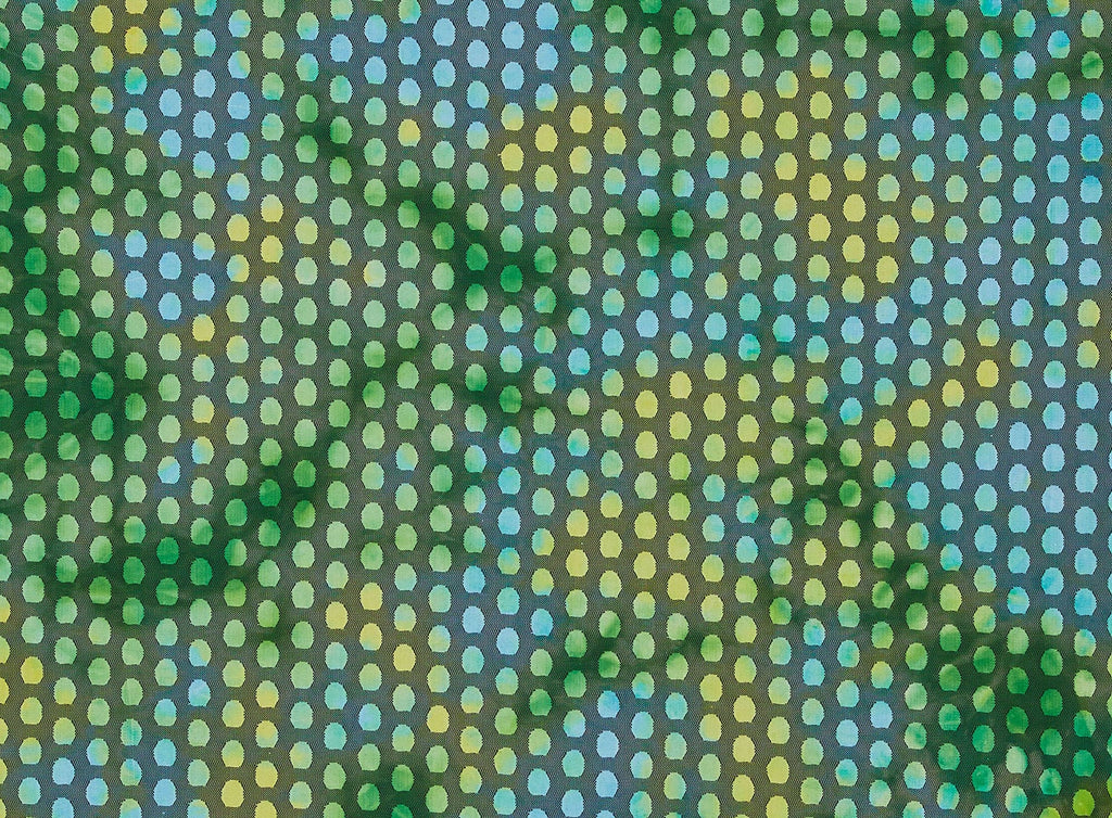SEA CITRUS | 21007 - WATER PRINTED TIE DYE DOT ON JAQUARD NET - Zelouf Fabrics