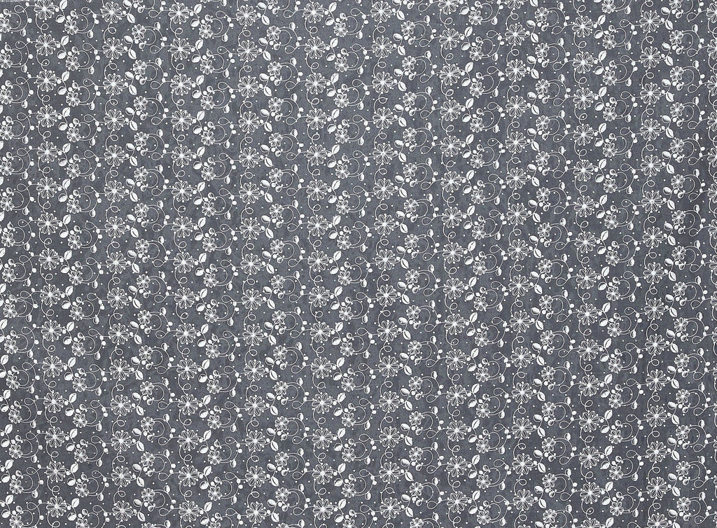 FLORAL EMB ORGANZA SCALLOP CUT WITH TRANS  | 21070-926  - Zelouf Fabrics