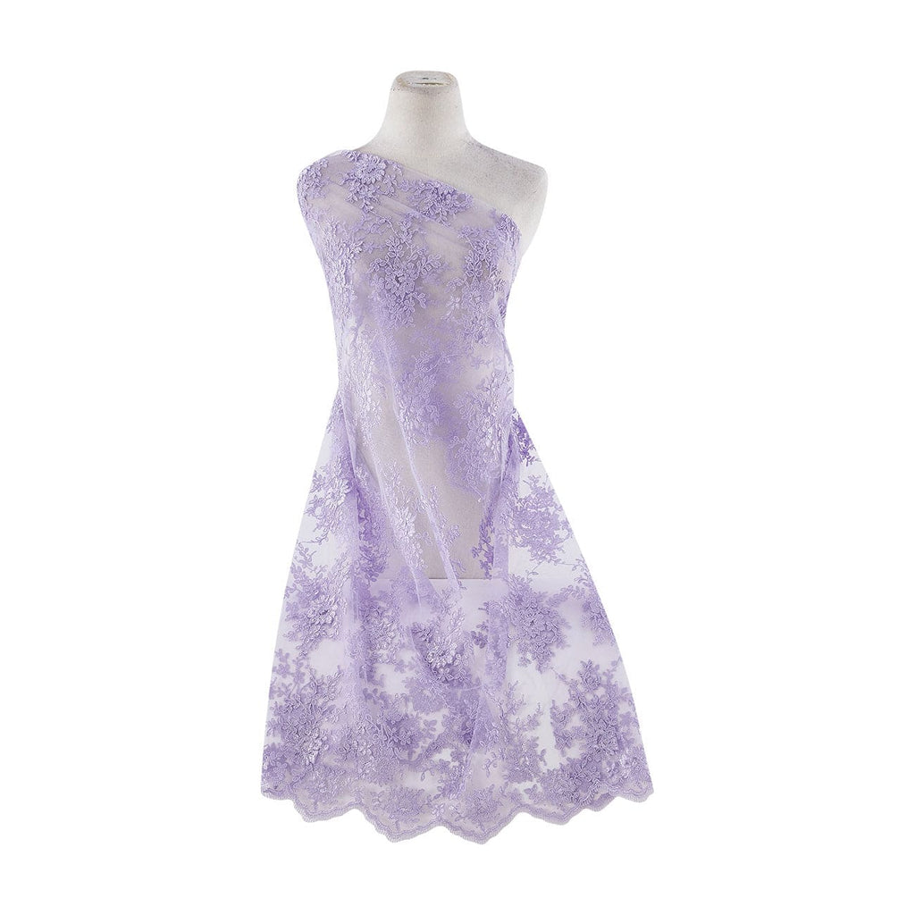 CORD EMB DOUBLE BORDER ON TULLE SCALLOP CUT  | 21076 LILAC - Zelouf Fabrics