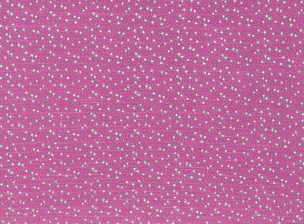 FUCHSIA/SILVER | 21089-1060 - PLEATED TULLE WITH STARS FOIL - Zelouf Fabrics
