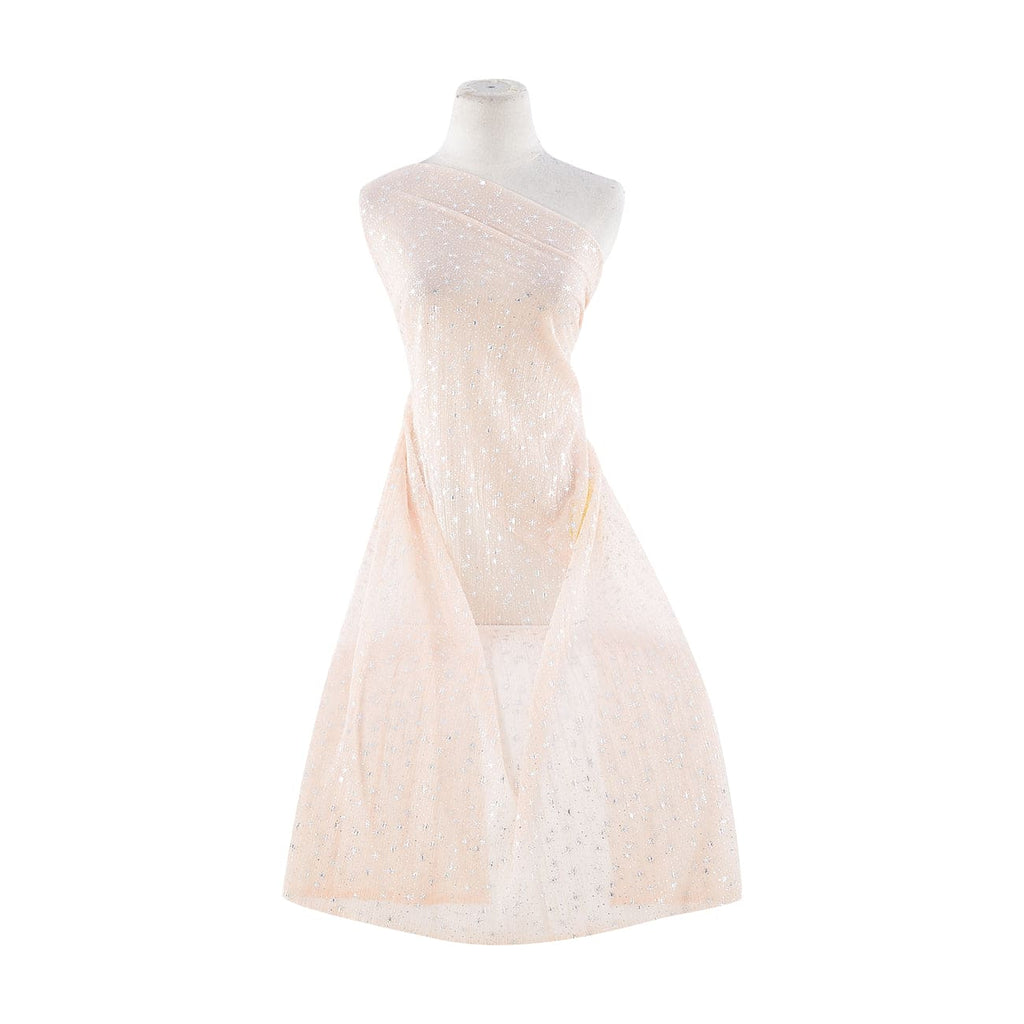 PEACH/SILVER | 21089-1060 - PLEATED TULLE WITH STARS FOIL - Zelouf Fabrics