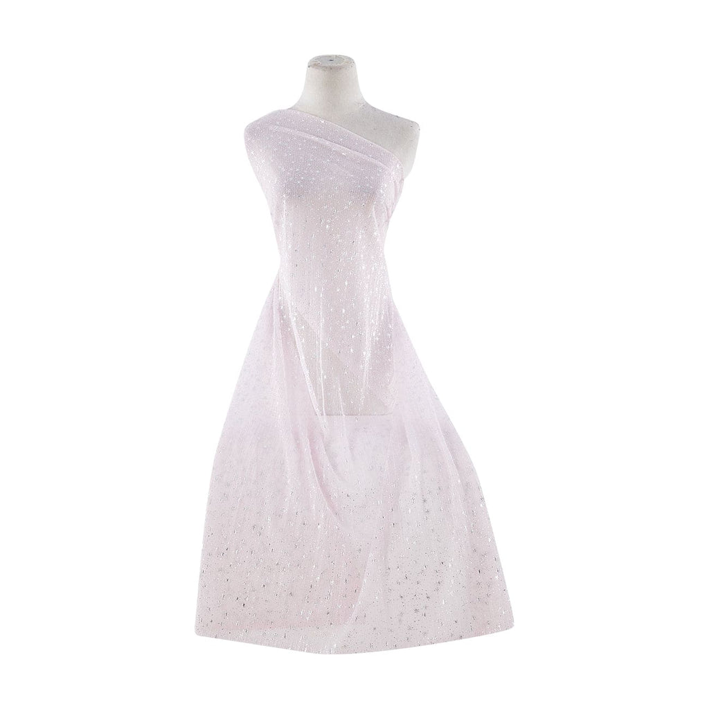 PINK/SILVER | 21089-1060 - PLEATED TULLE WITH STARS FOIL - Zelouf Fabrics