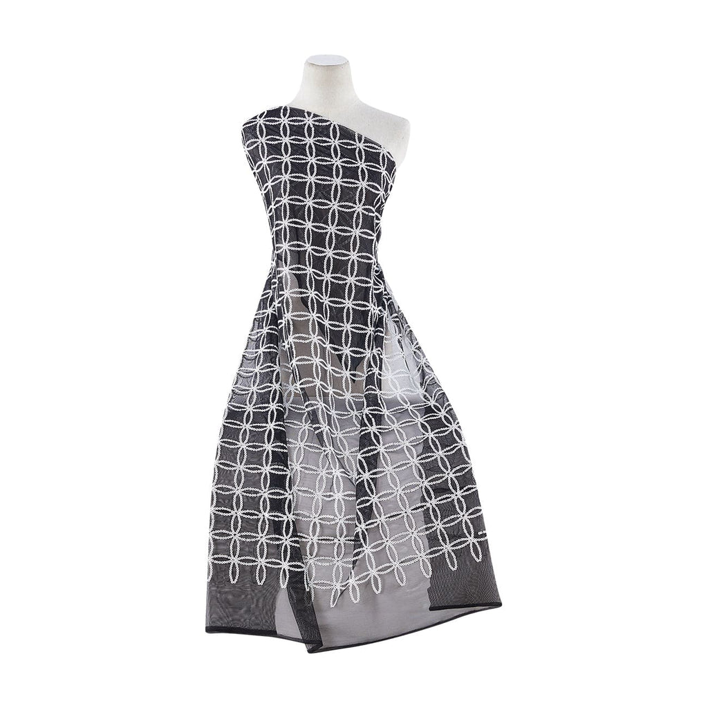 BLACK/WHITE MATTE | 21115MATTE-1060 - INTERLINKED MATTE SEQS ON TULLE - Zelouf Fabrics