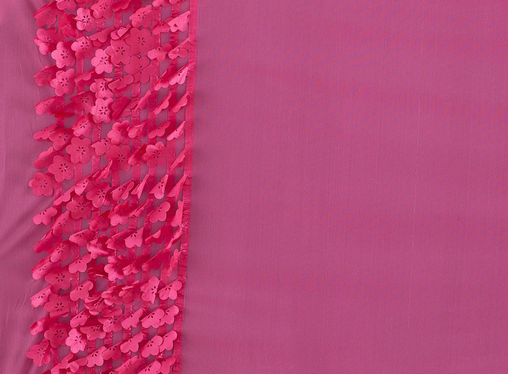 TAFFETA FLOWER ON TULLE SINGLE BORDER  | 21132-1060  - Zelouf Fabrics