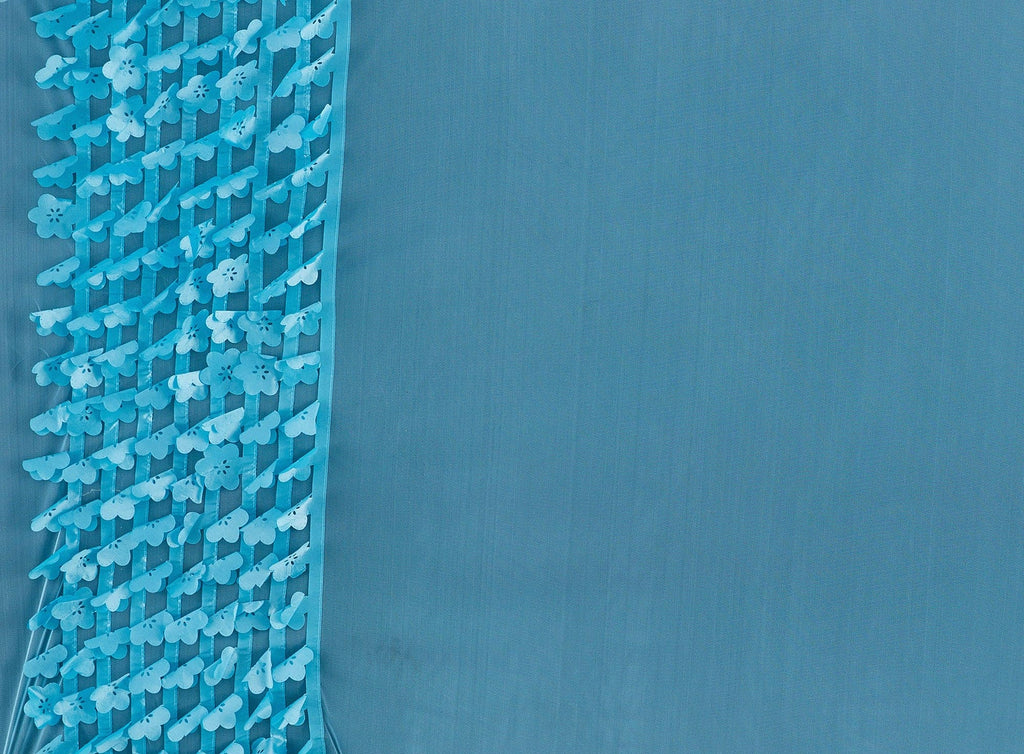 TAFFETA FLOWER ON TULLE SINGLE BORDER  | 21132-1060  - Zelouf Fabrics