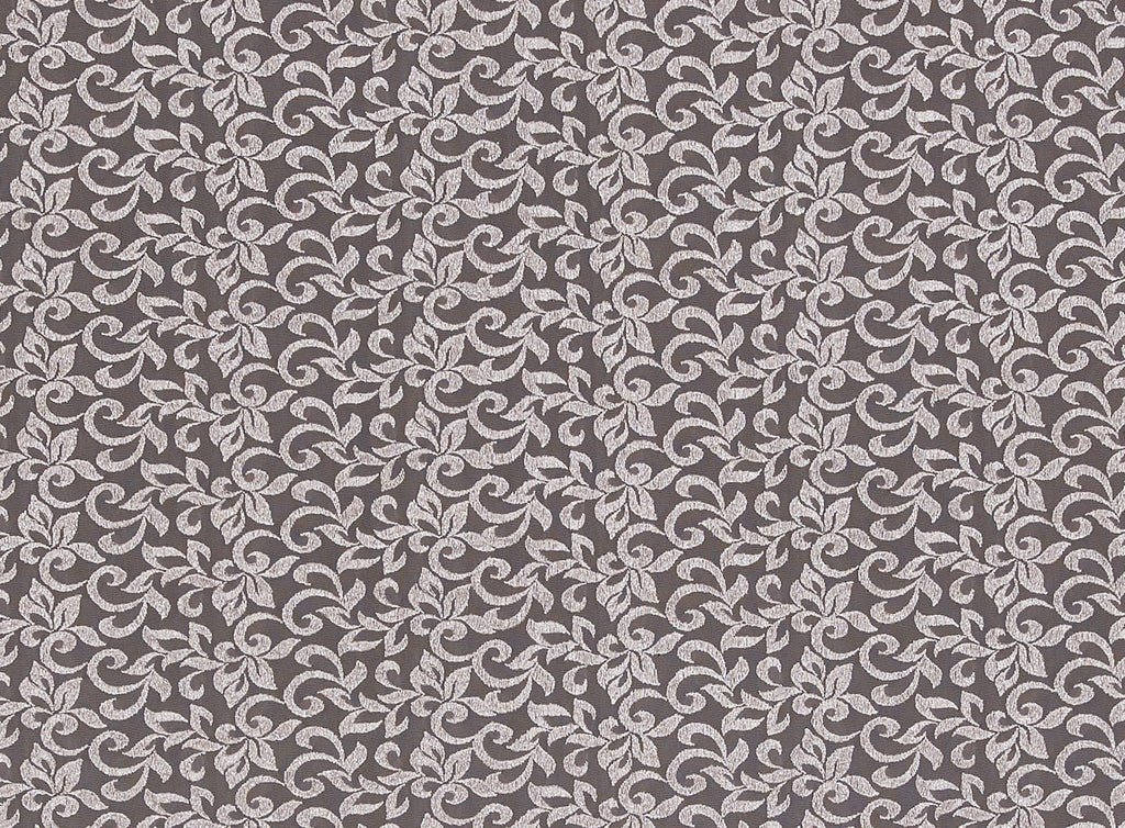 DUSTY TAUPE | 21139 - SWIRL GARDEN CHEM EMB ON TULLE WITH SCALLOP CUTTING - Zelouf Fabrics