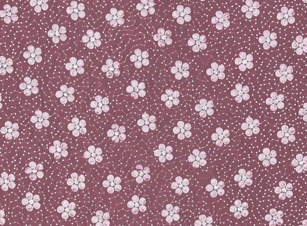 DAISY FLOWER AND SCATTERED SEQS ON TULLE  | 21148-1060  - Zelouf Fabrics