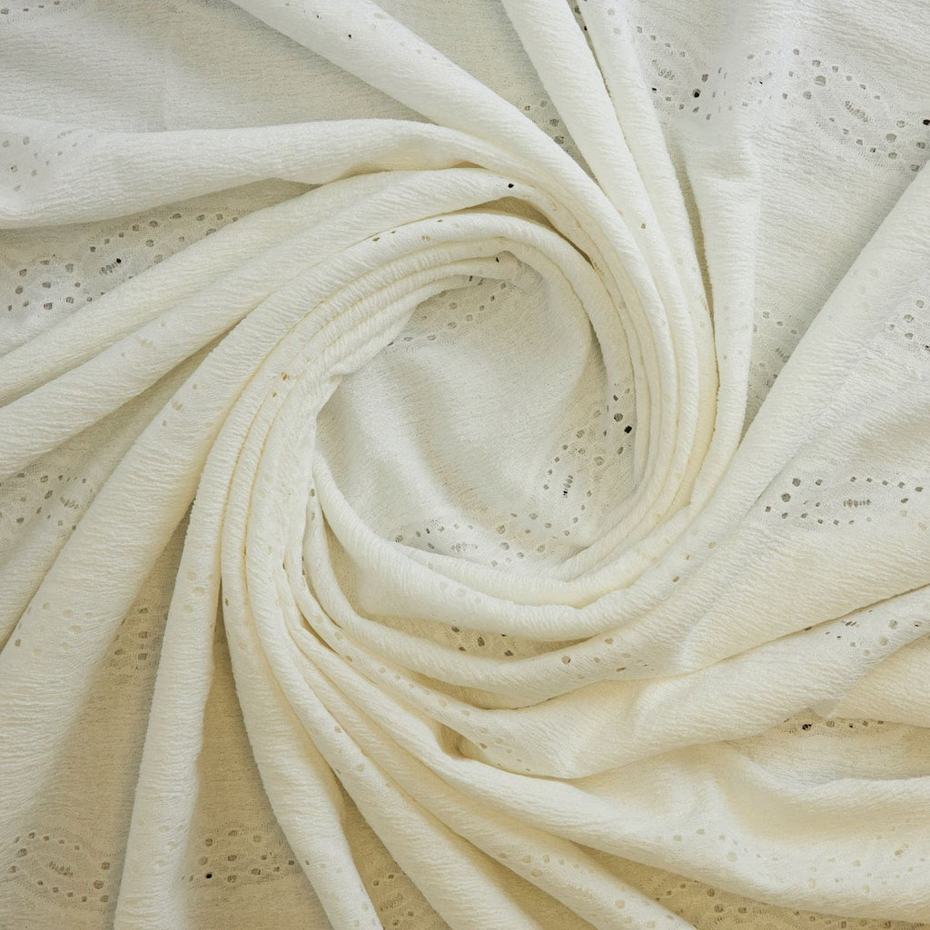 VERA STRIPE EYELET KNIT  | 26140 WHITE - Zelouf Fabrics