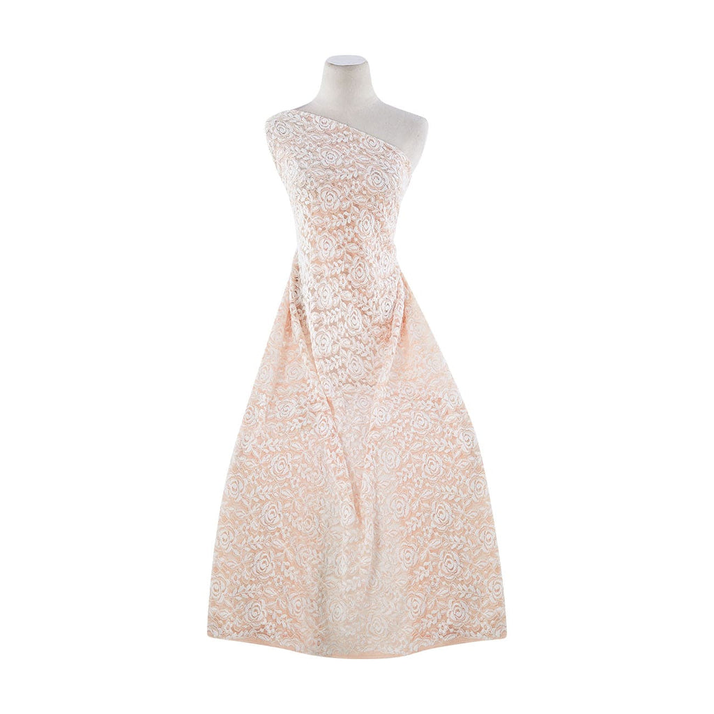 FLORAL LACE  | 21195 PEACH/NATURAL - Zelouf Fabrics