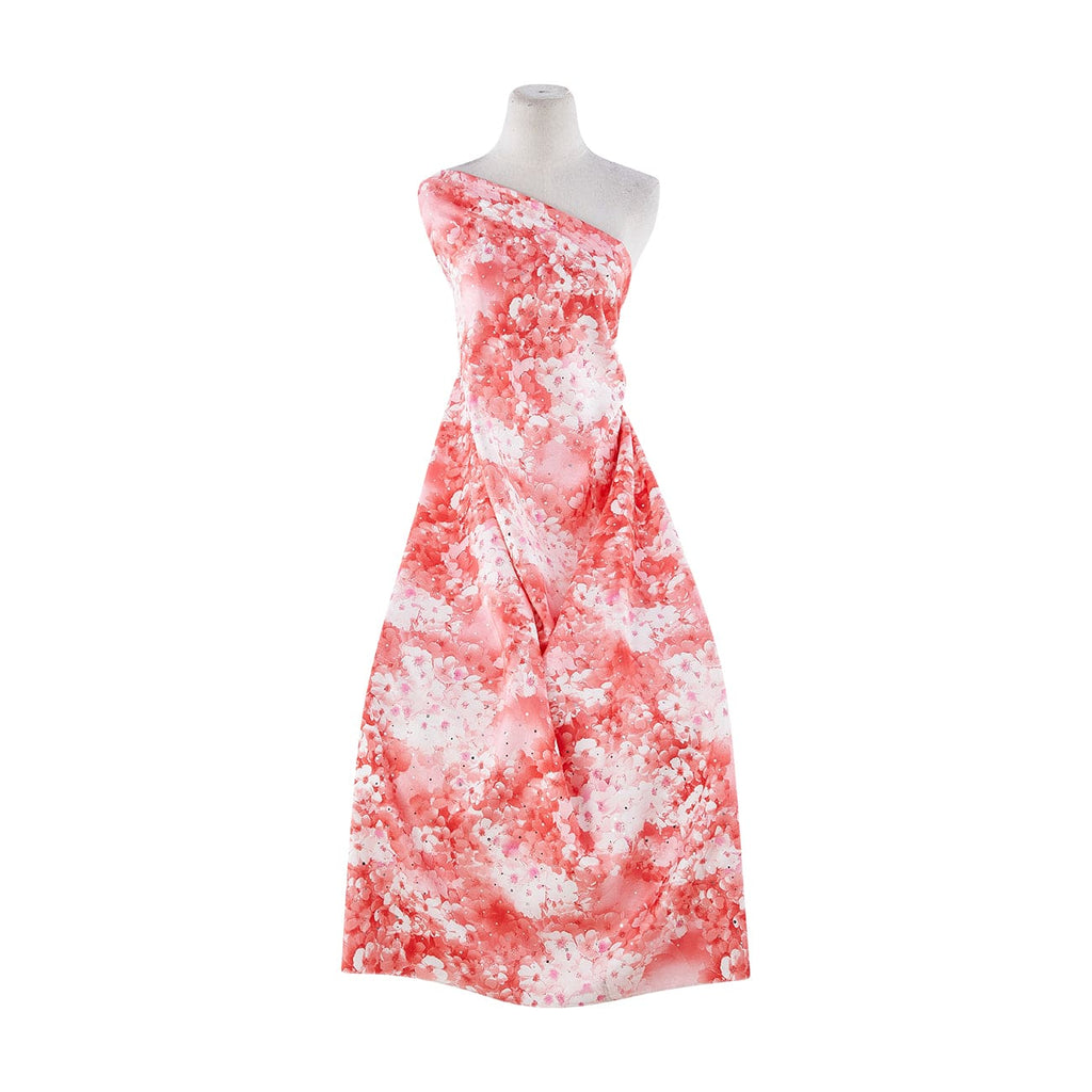 CORAL/FUCHSIA | 21202-6418TRANS - FLORAL PRINT ON SHANTUNG W/ MINI TRANS - Zelouf Fabrics