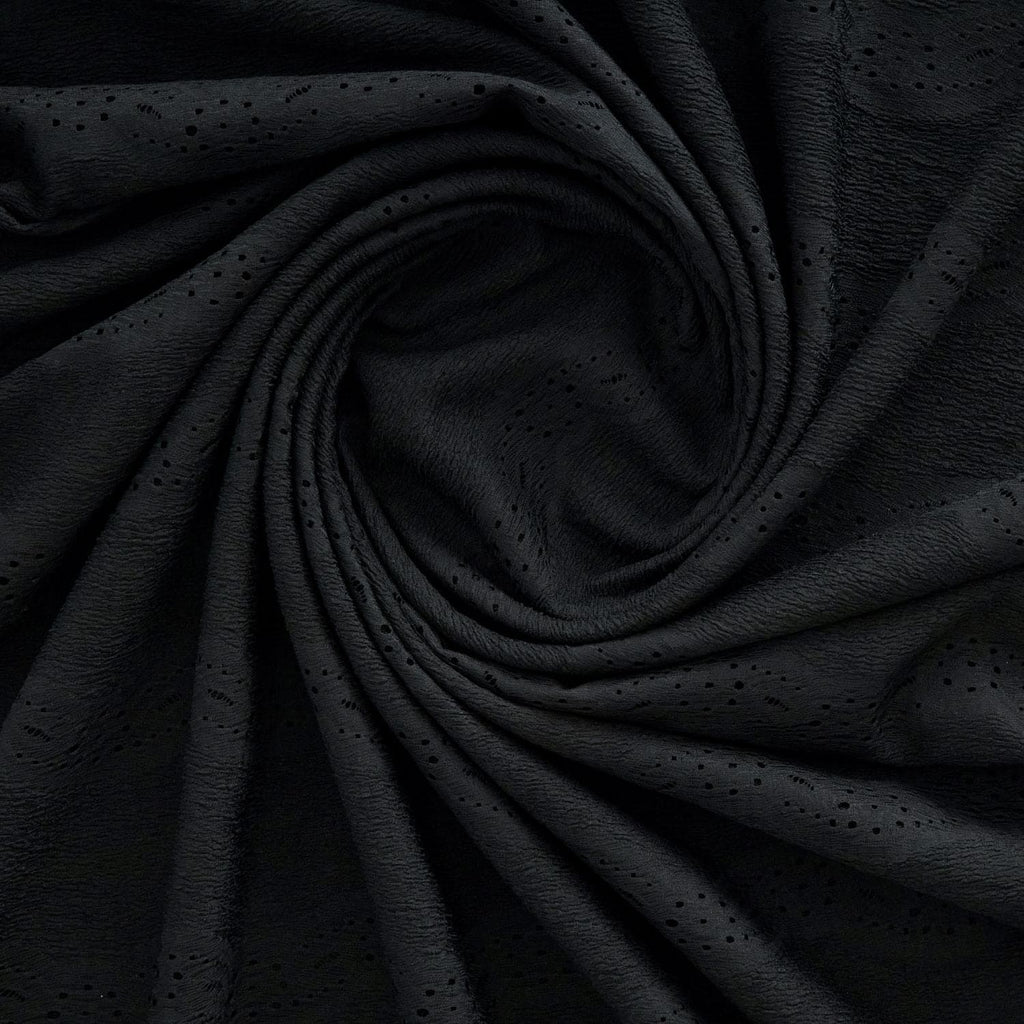 VERA STRIPE EYELET KNIT  | 26140 BLACK - Zelouf Fabrics