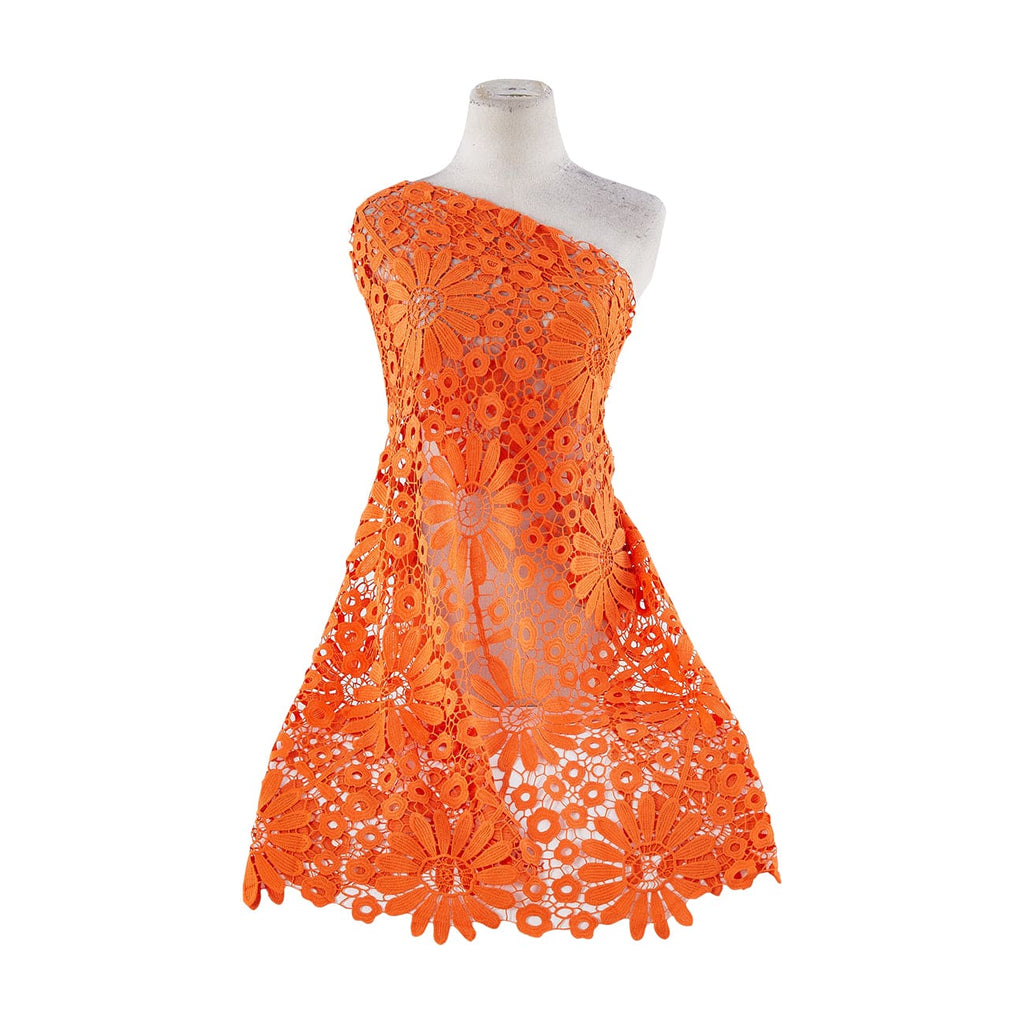 LARGE FLOWER TABLECLOTH LACE  | 21211 TANGERINE - Zelouf Fabrics