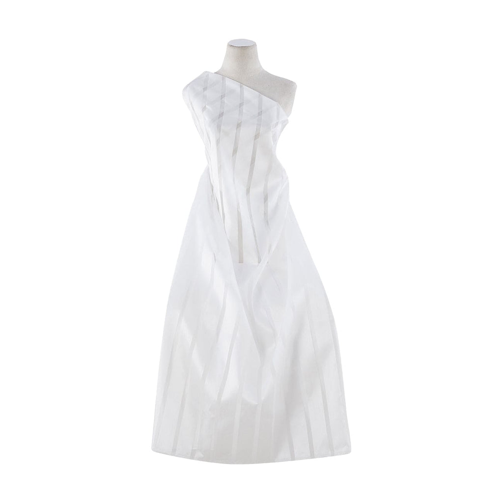 SHANTUNG YARN DYED 2 STRIPE ON ORGANZA  | 21220 WHITE/WHITE - Zelouf Fabrics