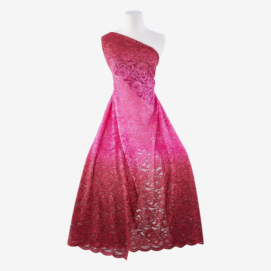FUCHSIA/BURGUNDY | 21223SC-OMBGLIT - ROSE OMBRE GLITTER LACE - Zelouf Fabric