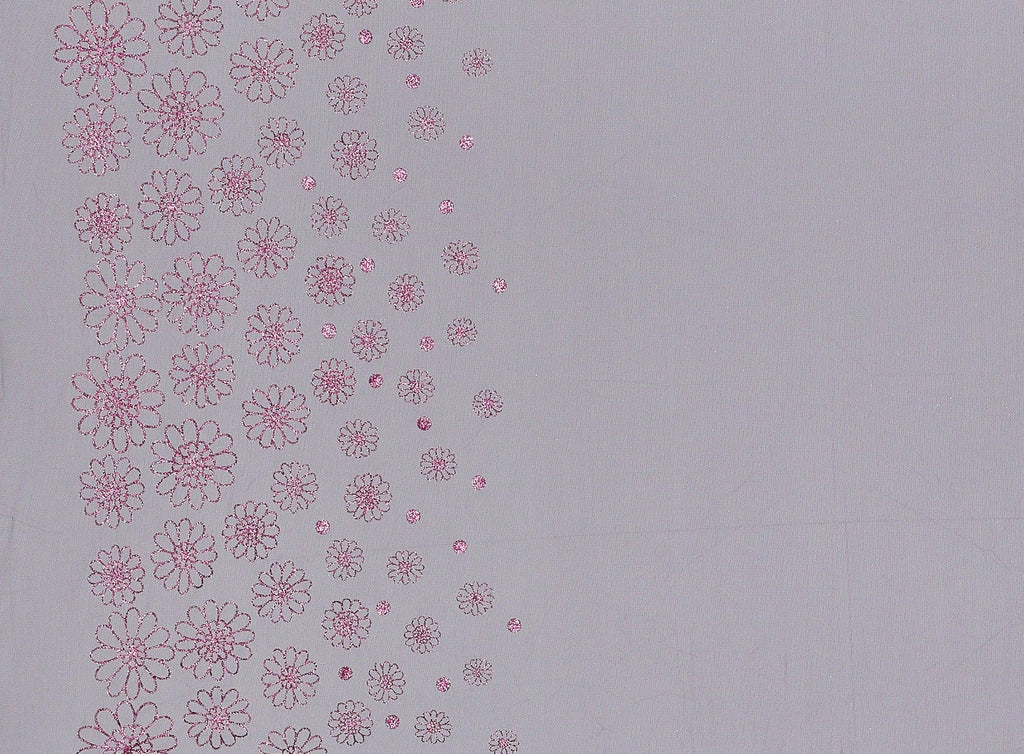 BLACK/PINK | 21259-1060 - DAISY GLITTER DOUBLE BORDER ON TULLE - Zelouf Fabrics