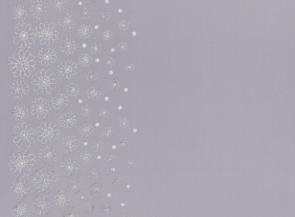 BLACK/SILVER | 21259-1060 - DAISY GLITTER DOUBLE BORDER ON TULLE - Zelouf Fabrics