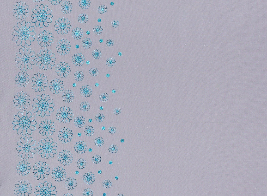 TRUE NAVY/SAPPHIRE | 21259-1060 - DAISY GLITTER DOUBLE BORDER ON TULLE - Zelouf Fabrics