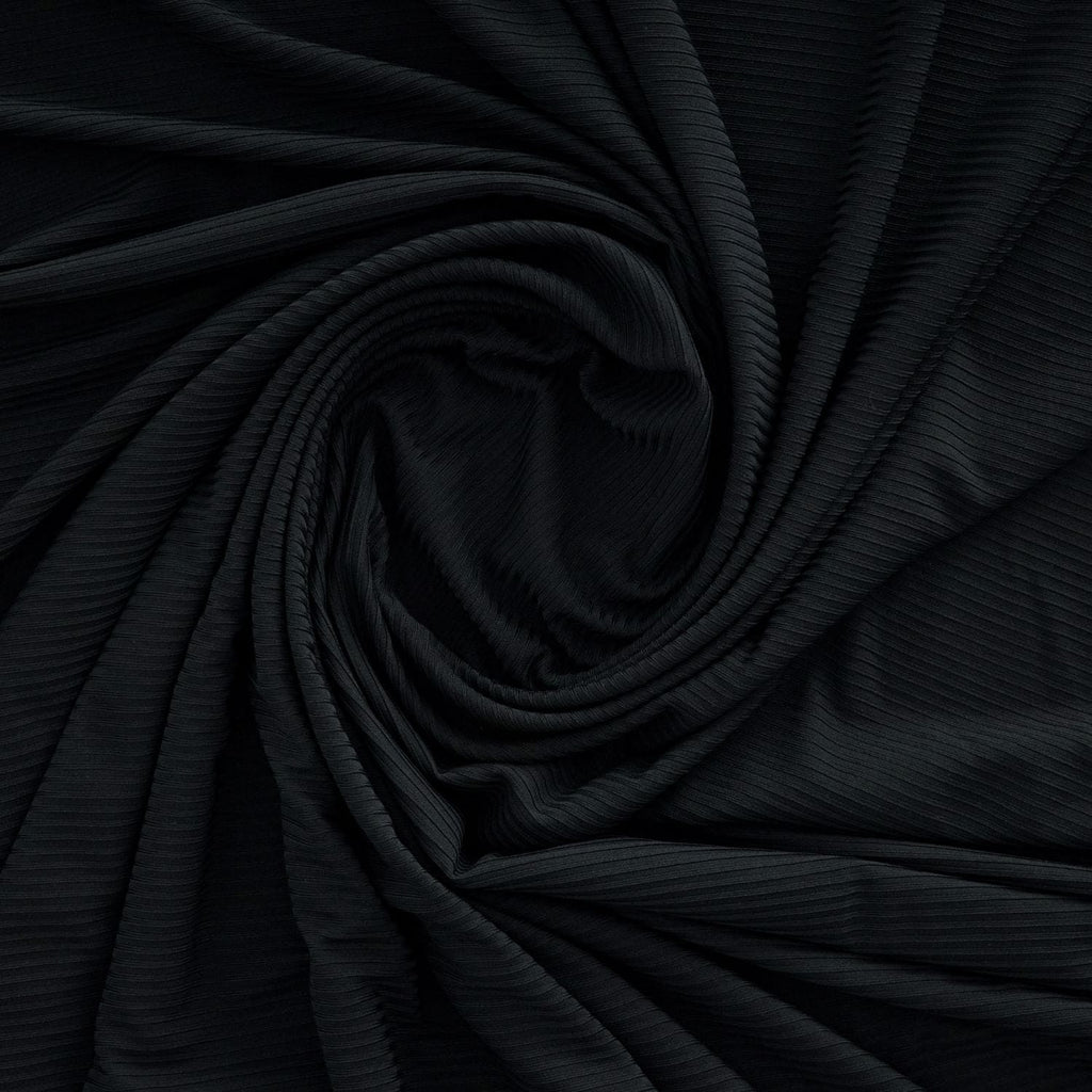 STELLA STRETCH RIB KNIT  | 26148 BLACK - Zelouf Fabrics